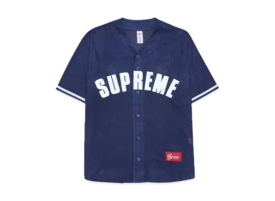 Supreme Ultrasuede Mesh Baseball Jersey "Navy"