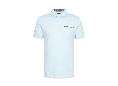 Barbour Corpatch Tartan Check Polo Shirt "Light Blue"