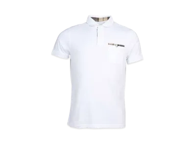 Barbour Corpatch Tartan Check Polo Shirt "White"