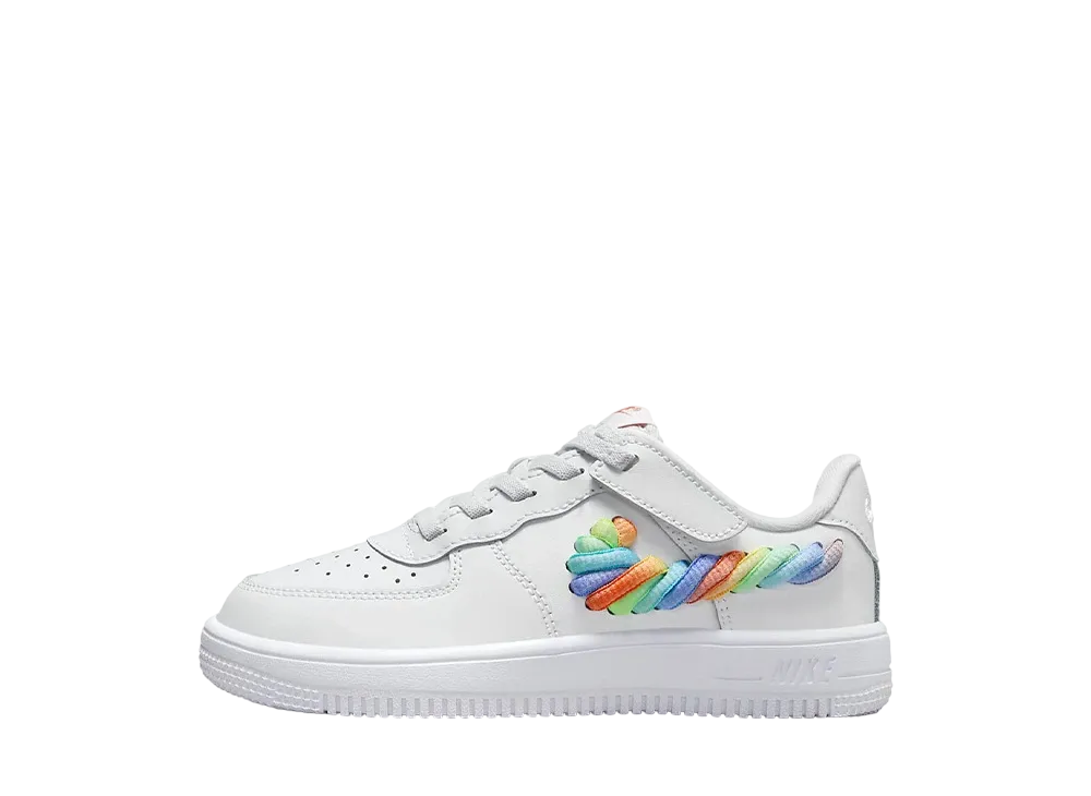 ナイキ PS フォース1 ロー LV8 イージーオン "ホワイト/テラブラッシュ/ヴェイパーグリーン/マルチカラー" (キッズ)