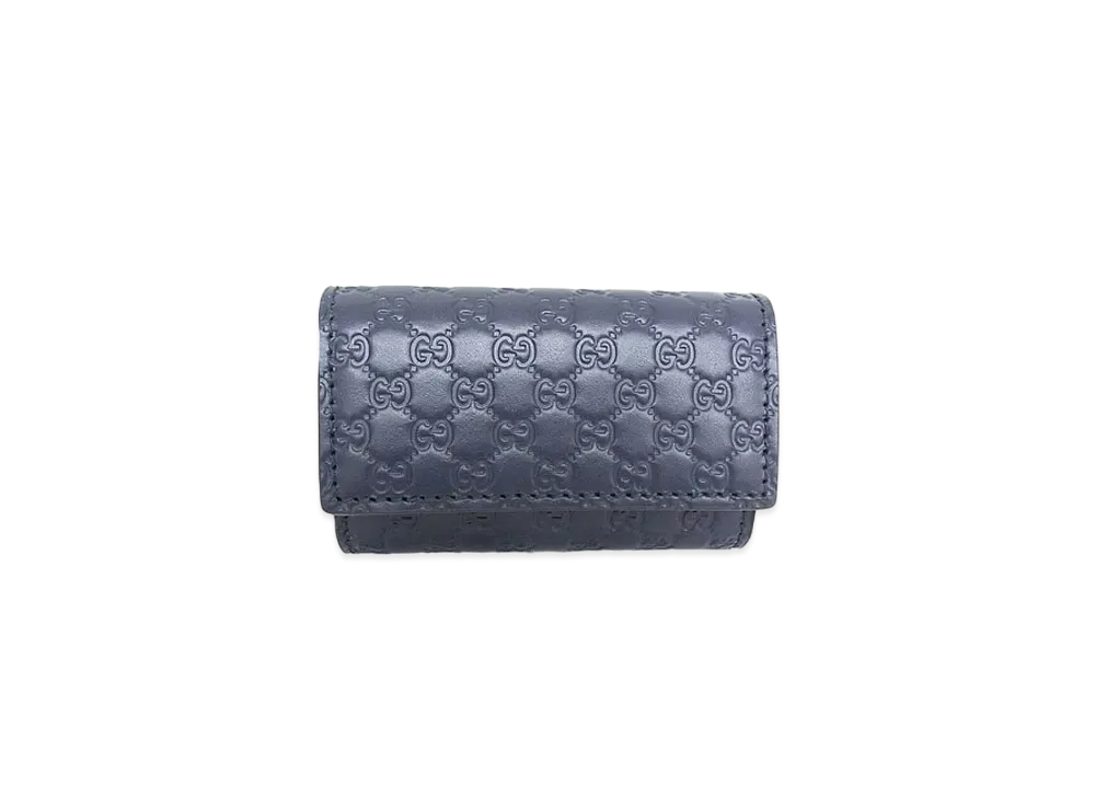 GUCCI Micro Guccissima 6 Key Case "Navy"