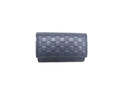 GUCCI Micro Guccissima 6 Key Case "Navy"