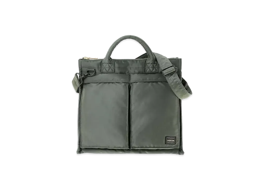 PORTER / TANKER Square Tote Bag (L) "Sage Green"