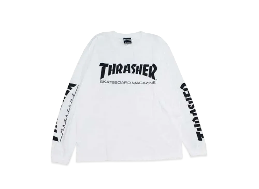 THRASHER Mag Sleeve L/S Tee "White / Black"