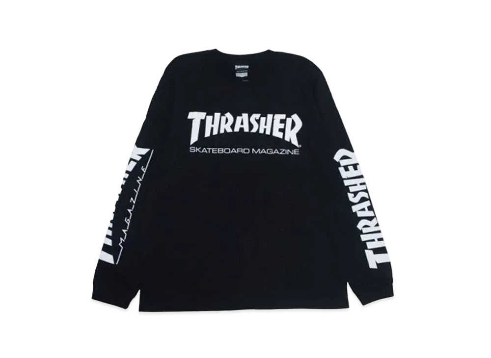 THRASHER Mag Sleeve L/S Tee "Black / White"