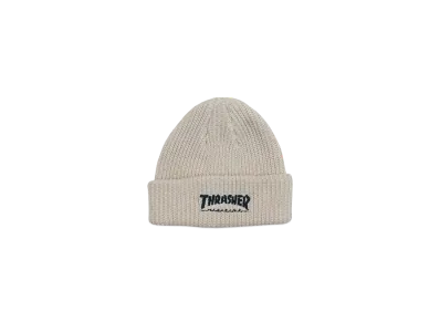 THRASHER Mag Logo Ribbed Short Beanie "Ivory"