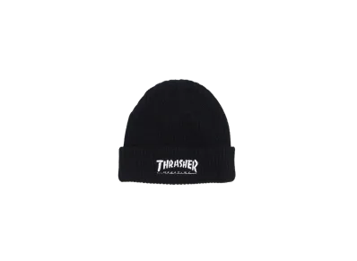 THRASHER Mag Logo Ribbed Short Beanie "Black"
