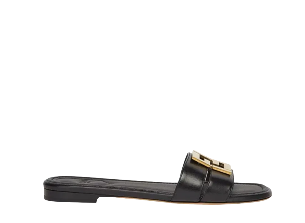 FENDI Women's FFold Leather Sandals "Black"