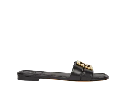 FENDI Women's FFold Leather Sandals "Black"