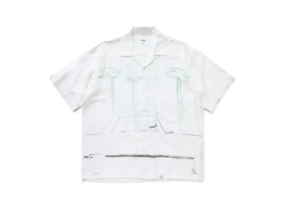 Bedwin & the heartbreakers S/S PRINTED RAYON SHIRT "GIBSON" "WHITE"