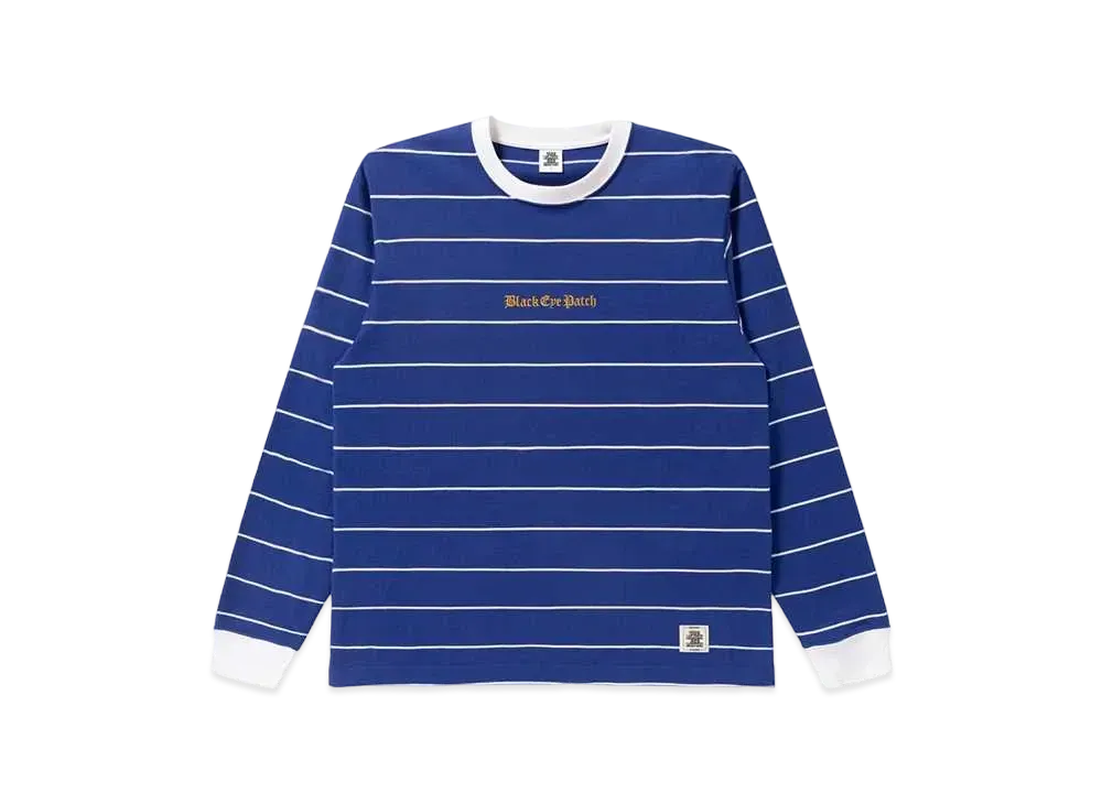 BlackEyePatch OE Logo Embroidered Striped L/S Tee "Blue"