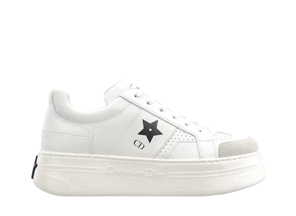 Dior Women's Dior Star Platform Sneaker Calfskin and Suede "White"