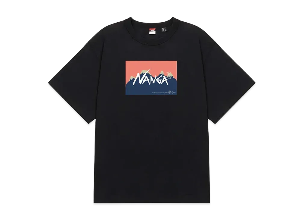 NANGA x JERRY UKAI Eco Hybrid Nanga Logo Tee "Black/Pink"