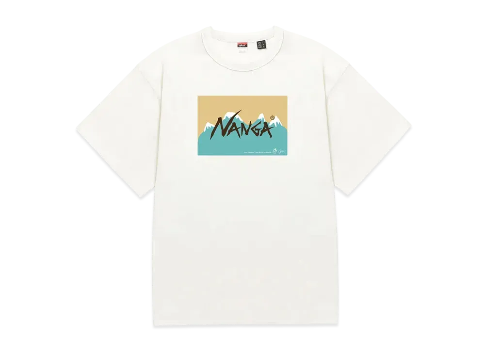 NANGA x JERRY UKAI Eco Hybrid Nanga Logo Tee "White/Beige"