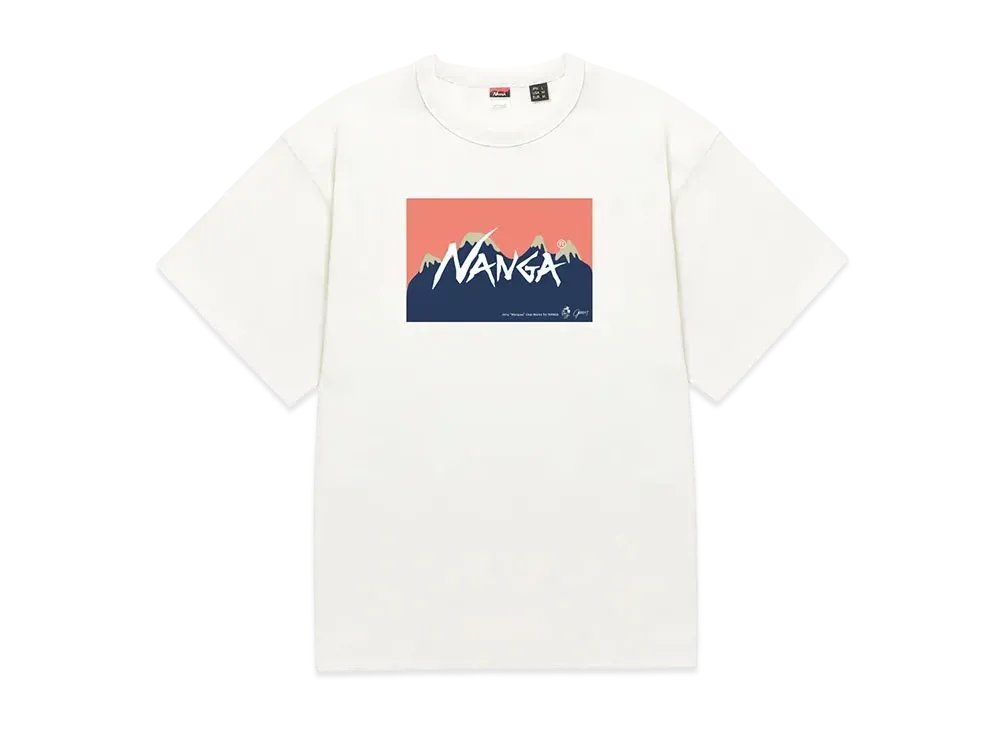 NANGA x JERRY UKAI Eco Hybrid Nanga Logo Tee "White/Pink"