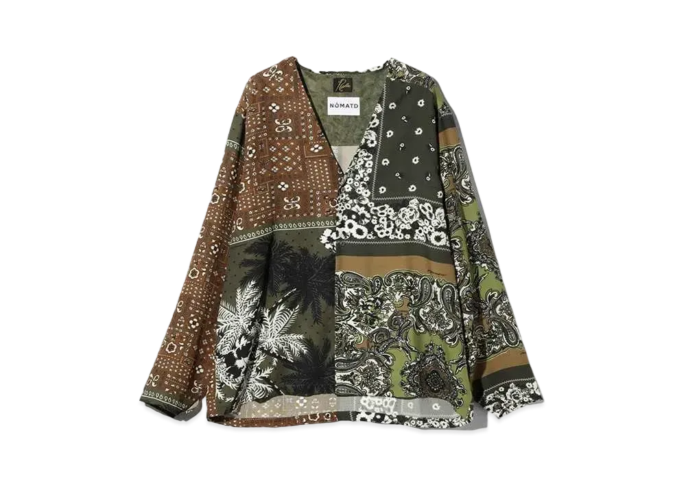 Needles x NOMA T.D. V Neck Shirt - Patchwork "Green"