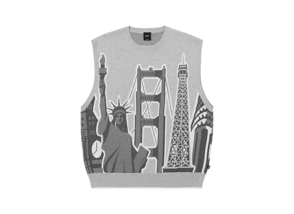 HUF Summer 24 World Tour Sweater Vest "Gray"