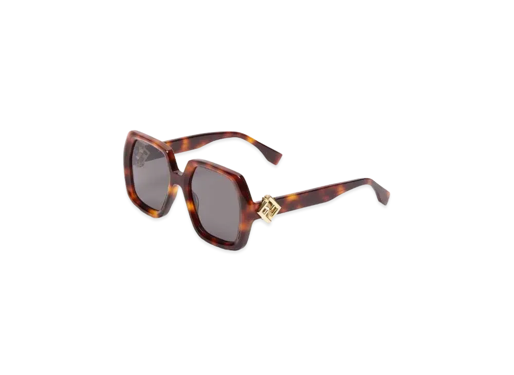 FENDI FF Diamonds Low Bridge Fit Havana Acetate Sunglasses "Brown"