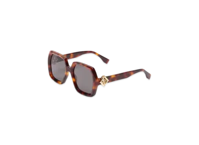 FENDI FF Diamonds Low Bridge Fit Havana Acetate Sunglasses "Brown"