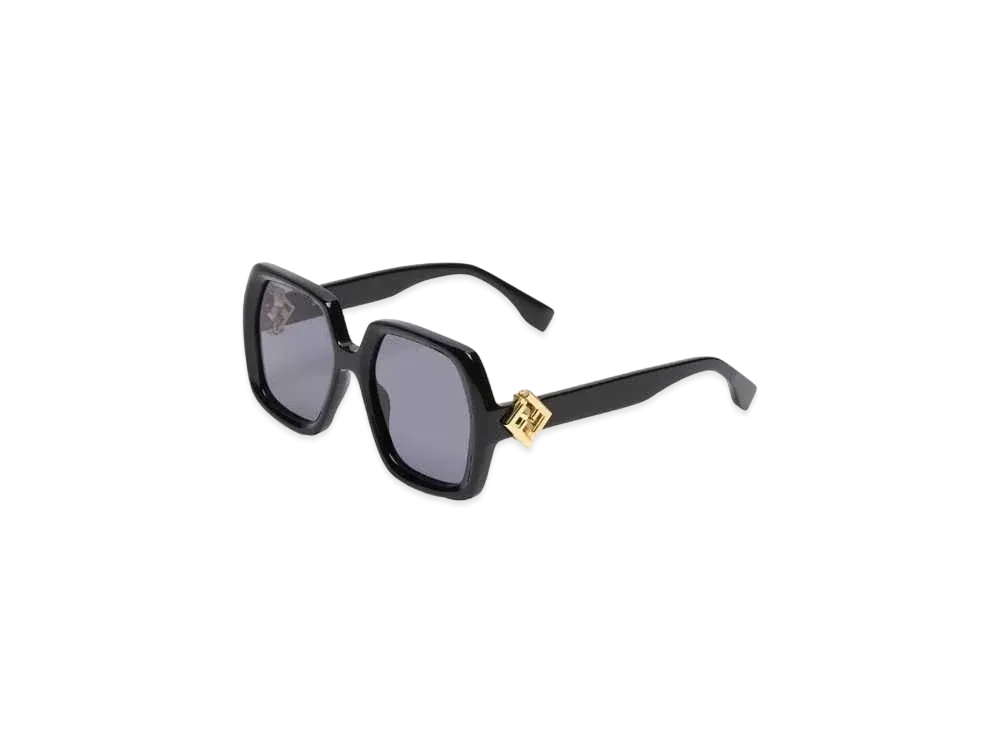 FENDI FF Diamonds Low Bridge Fit Havana Acetate Sunglasses "Black"