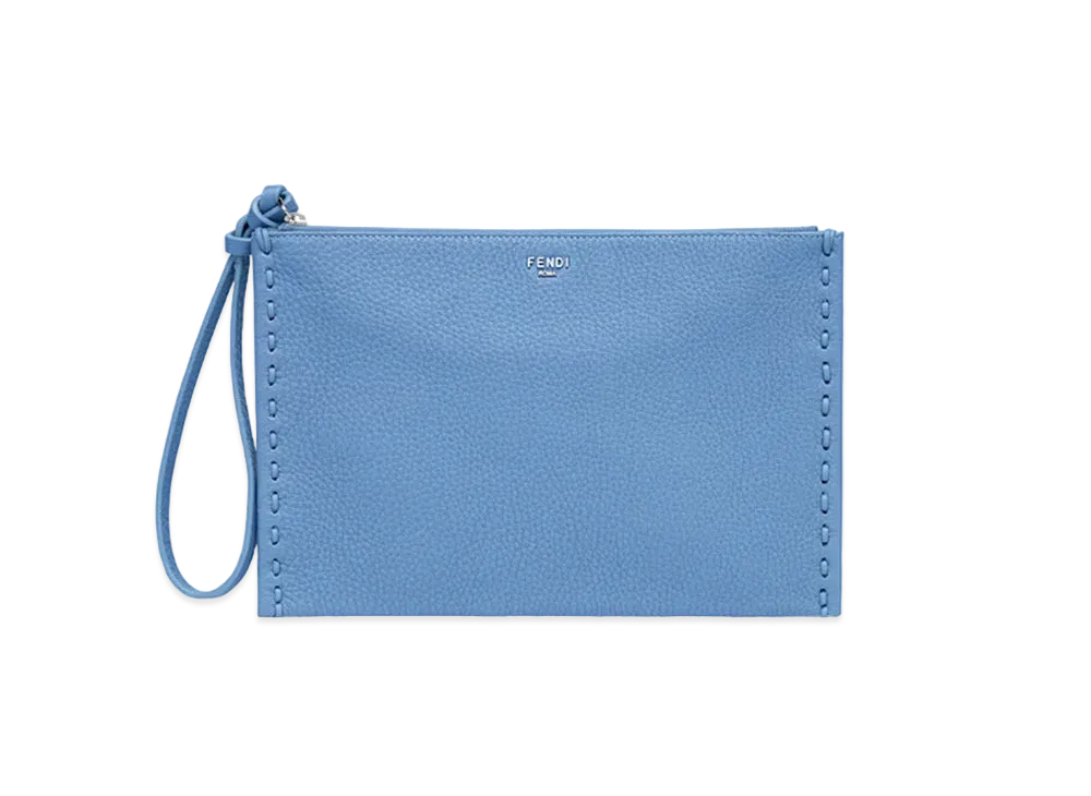 FENDI Peekaboo Flat Pouch Selleria "Light Blue"