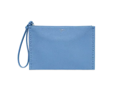 FENDI Peekaboo Flat Pouch Selleria "Light Blue"