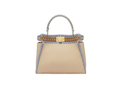 FENDI Peekaboo Mini Leather Bag With Interlacing "Multicolor/Beige"