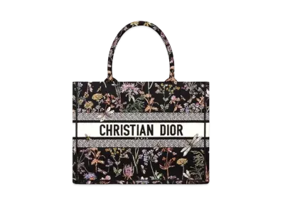 Dior Medium Dior Book Tote Dior Herbarium Embroidery "Black/Multicolor"