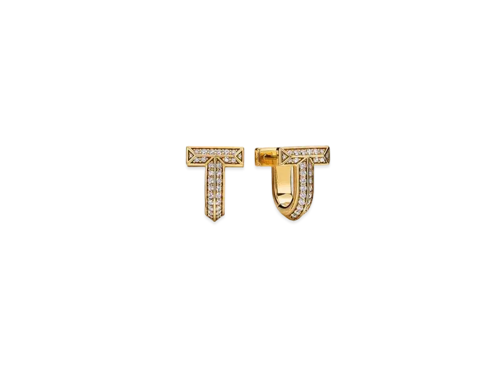 Tiffany & Co. T1 Half Pave Diamond Huggie Earrings "Yellow Gold/Diamond"