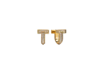 Tiffany & Co. T1 Half Pave Diamond Huggie Earrings "Yellow Gold/Diamond"