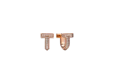 Tiffany & Co. T1 Half Pave Diamond Huggie Earrings "Rose Gold/Diamond"