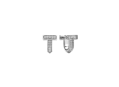 Tiffany & Co. T1 Half Pave Diamond Huggie Earrings "White Gold/Diamond"