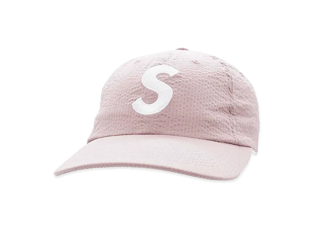 Supreme Seersucker S Logo 6-Panel Pink Supreme Seersucker S