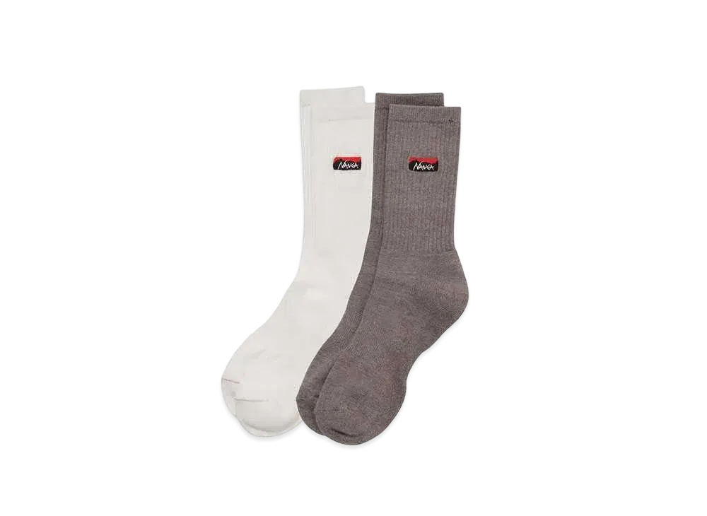 NANGA Logo Embroidered Ribbed Socks Set "White/Grey"