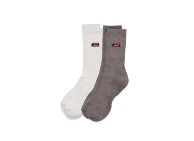 NANGA Logo Embroidered Ribbed Socks Set "White/Grey"