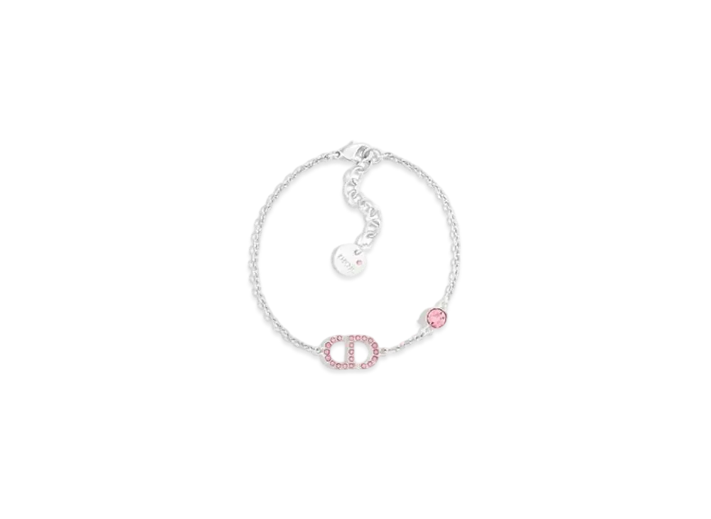 Dior Petit CD Bracelet Metal and Crystals "Palladium/Pink"