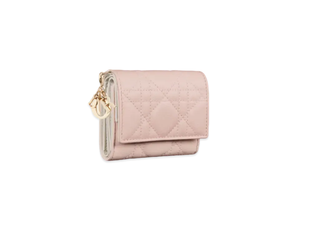 Dior Lady Dior Lotus Wallet Cannage Lambskin Japan Exclusive "Sand Pink/Latte"