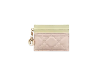 Dior Lady Dior Freesia Card Holder Two-Tone Cannage Lambskin "Pastel Yellow/Rose Quartz"