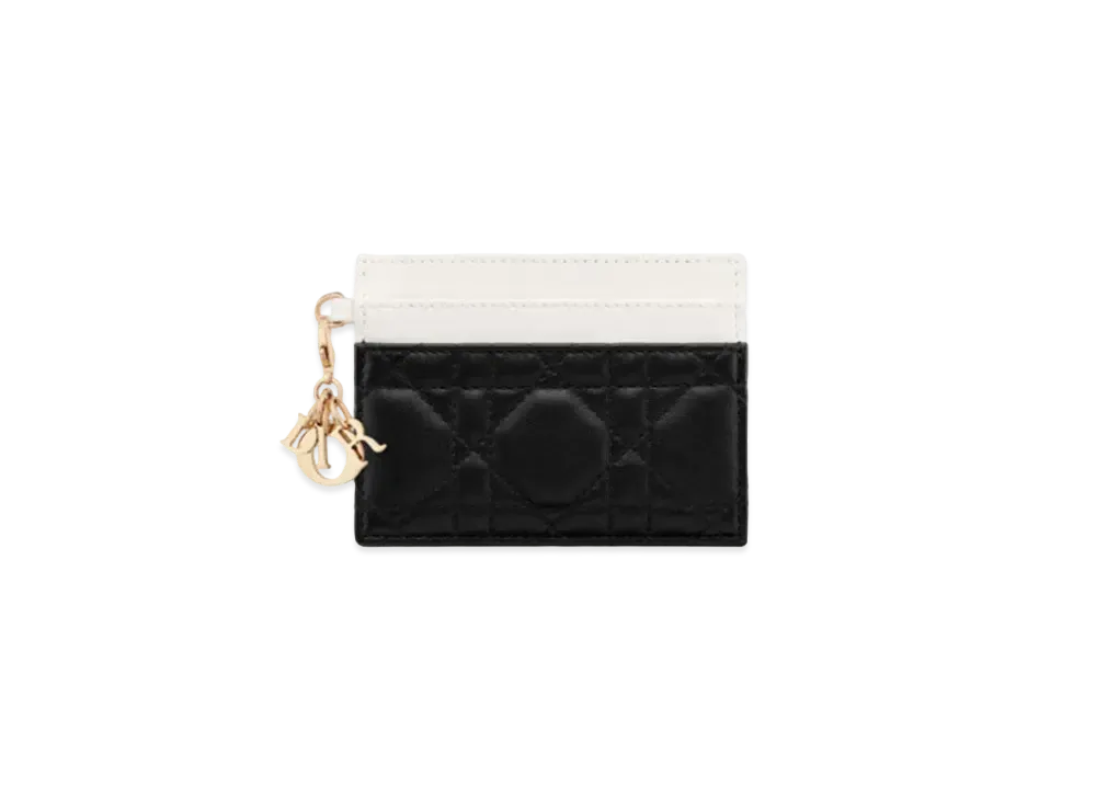 Dior Lady Dior Freesia Card Holder Two-Tone Cannage Lambskin "Latte/Black"