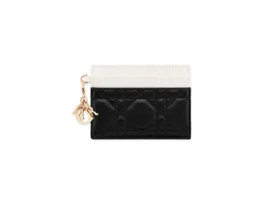 Dior Lady Dior Freesia Card Holder Two-Tone Cannage Lambskin "Latte/Black"
