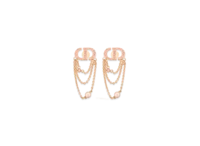 Dior Petit CD Earrings Metal with Resin Pearls and Crystals "Pink"