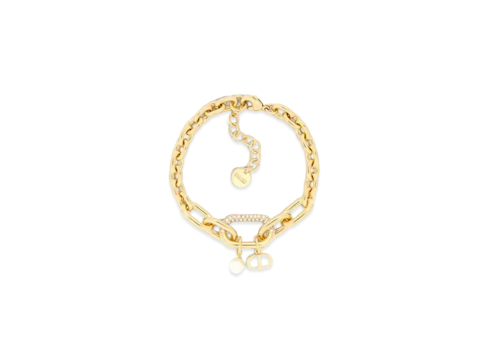 Dior D-Fusion Bracelet Metal with a Resin Pearl and Crystals "Gold/White/Silver"