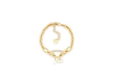 Dior D-Fusion Bracelet Metal with a Resin Pearl and Crystals "Gold/White/Silver"