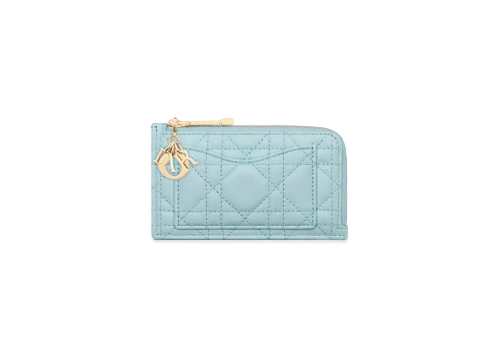 Dior Lady Dior Cosmos Zip Card Holder Cannage Lambskin Japan Exclusive "Celestial Blue"