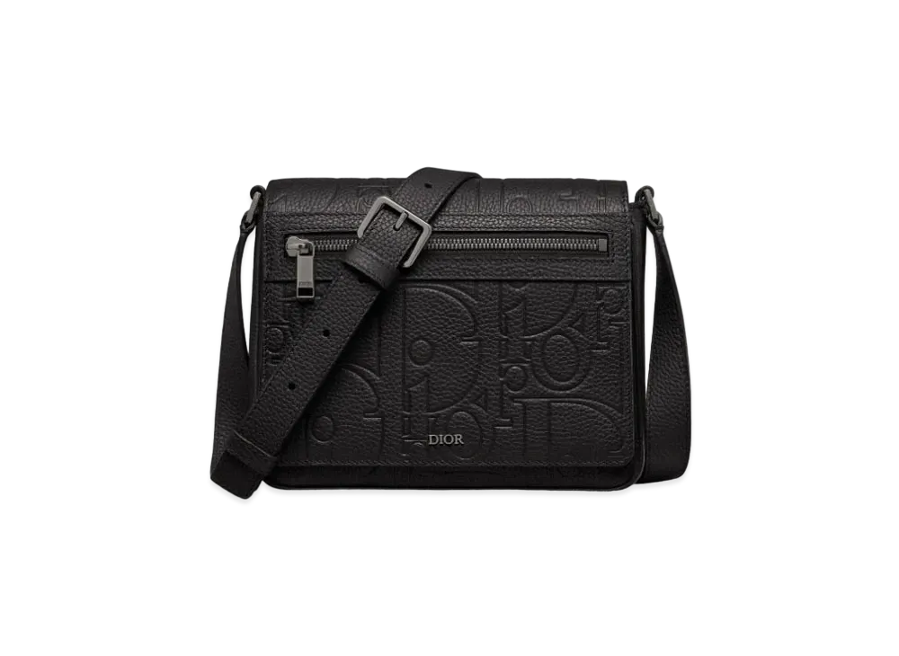 Dior Messenger Bag with Flap Dior Gravity Leather and Grained Calfskin "Black"