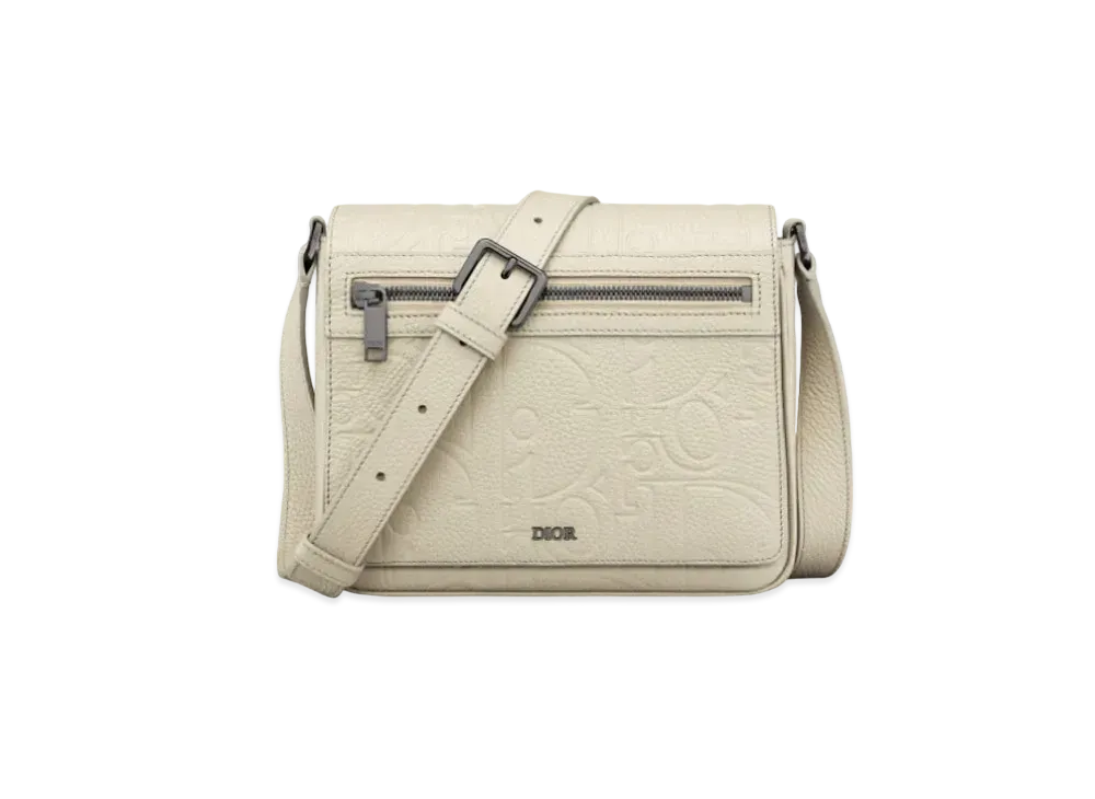 Dior Messenger Bag with Flap Dior Gravity Leather and Grained Calfskin "Beige"