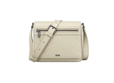 Dior Messenger Bag with Flap Dior Gravity Leather and Grained Calfskin "Beige"