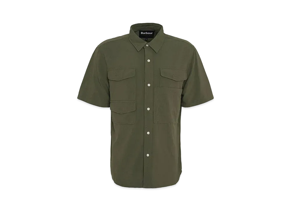 Barbour Heritage + / Heritage Plus Lisle Nylon Short Sleeve Safari Shirt (Oversized Fit) "Olive"