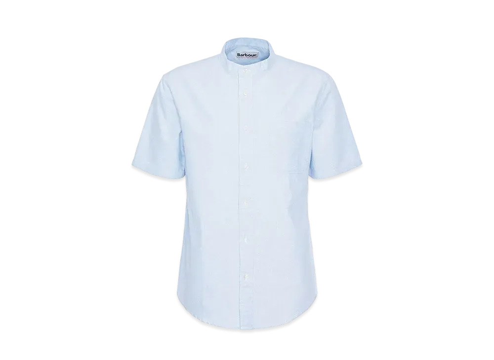 Barbour Gerrard Oxford Band Collar Short Sleeve Shirt (Oversized Fit) "Light Blue"