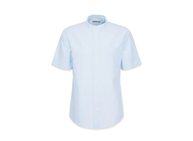 Barbour Gerrard Oxford Band Collar Short Sleeve Shirt (Oversized Fit) "Light Blue"